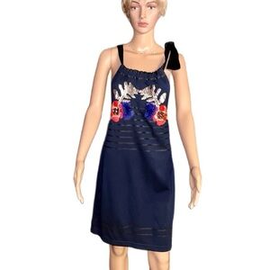 Cynthia Rowley ~ Size 6 ~ Blue W/Multi-Colors Floral Sequins & Embroidery Dress